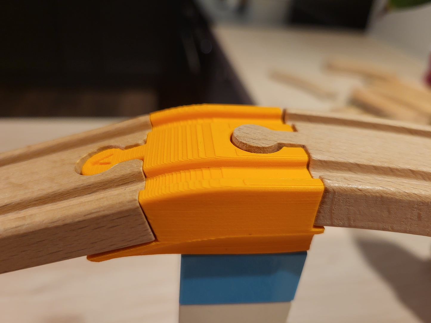 Wooden train enhanced connectors