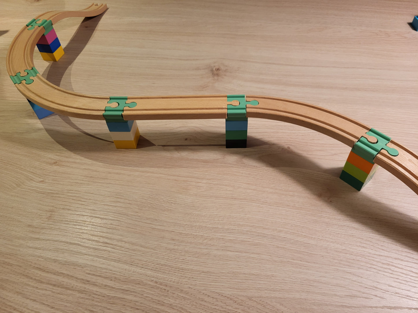 Wooden train enhanced connectors