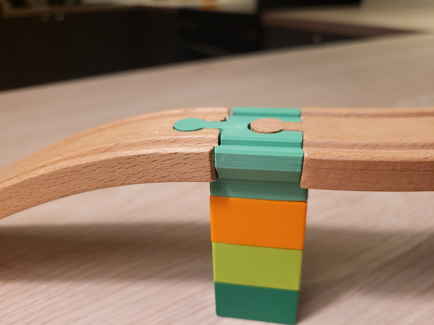 Wooden train enhanced connectors