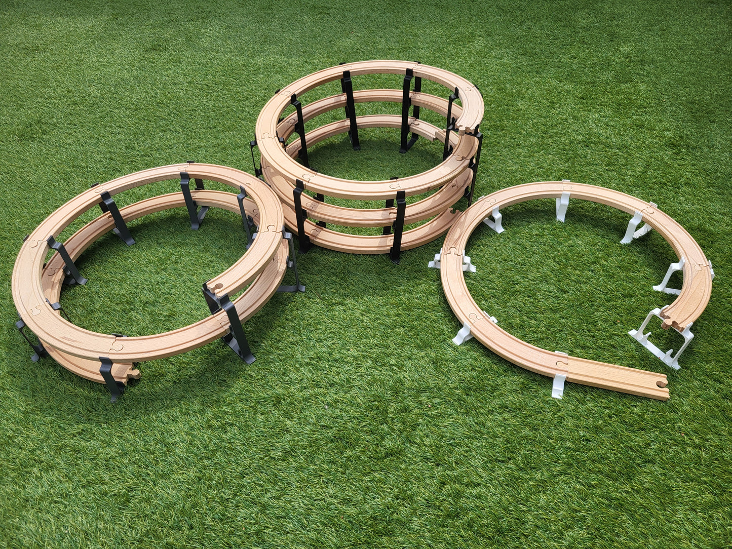 Wooden train bridge spiral pilars