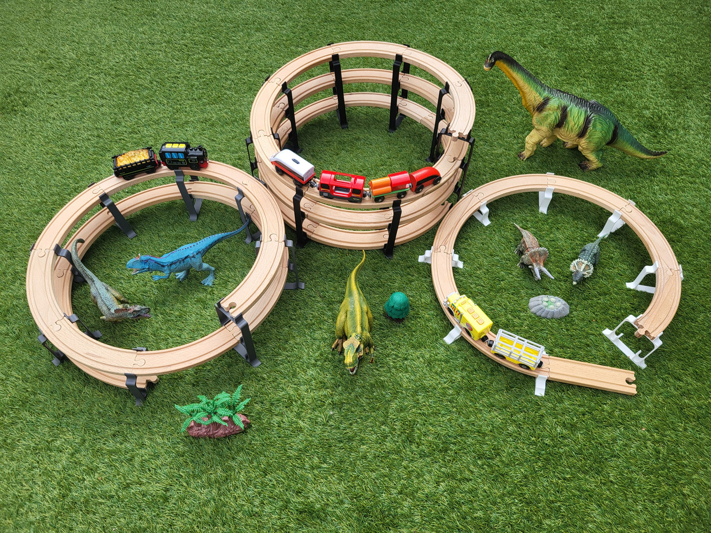 Wooden train bridge spiral pilars