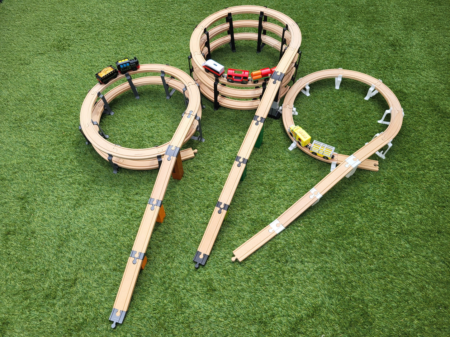 Wooden train bridge spiral pilars