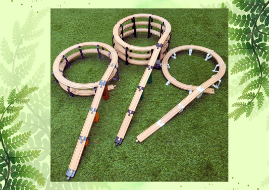 Wooden train bridge spiral pilars